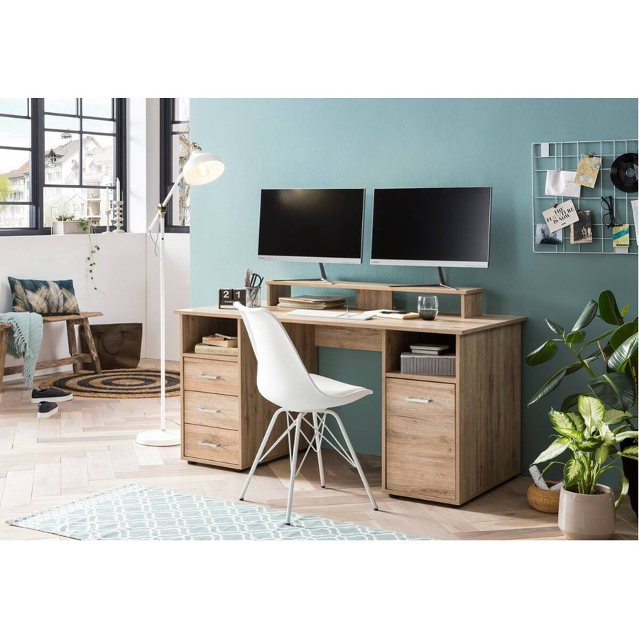 Schreibtisch Niels in Wildeiche Nachbildung, Braun, B/H/T: 150 x 86,7 x 70 cm - Bild 2