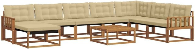 vidaXL Outdoor-Sofagarnitur 25-teilig aus Massivholz Akazie mit Textilene-Bezug und Polstern in Natur-Beige - Bild 1