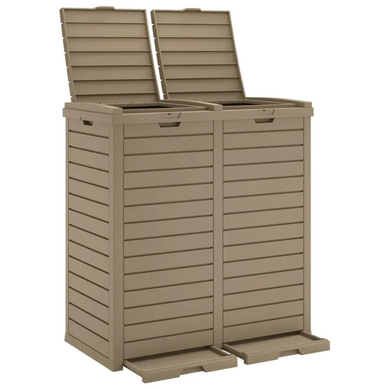 Vidaxl Außenmülleimer aus PP, Hellbraun, H x B x T: 86 x 78 x 41 cm - Bild 3