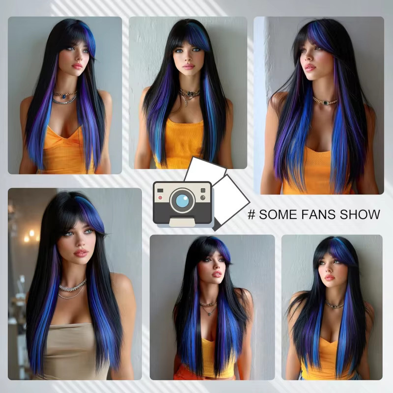 Suri Hair Perücke, lang, glatt, schwarz-blau, Damen - Bild 3