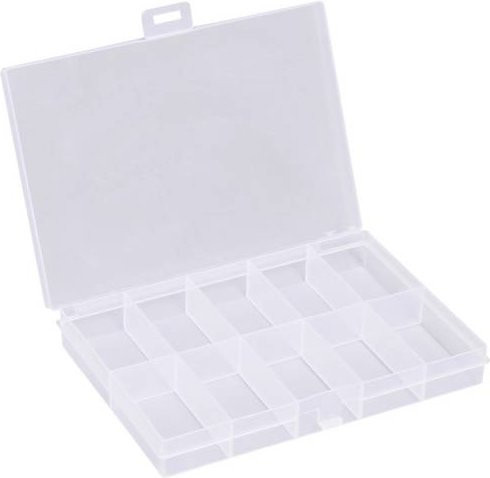 Quadrios Sortimentskasten 23SA089 transparent mit 10 festen Fächern, B/T/H: 13 x 9 x 1,8 cm - Bild 1