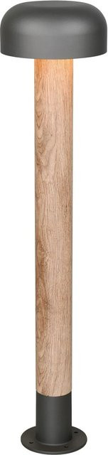 Trio LED-Pfosten im Pilz-Design aus Aluminium in Anthrazit und Holzoptik, Durchmesser: 19 cm, Höhe: 84,5 cm - Bild 1