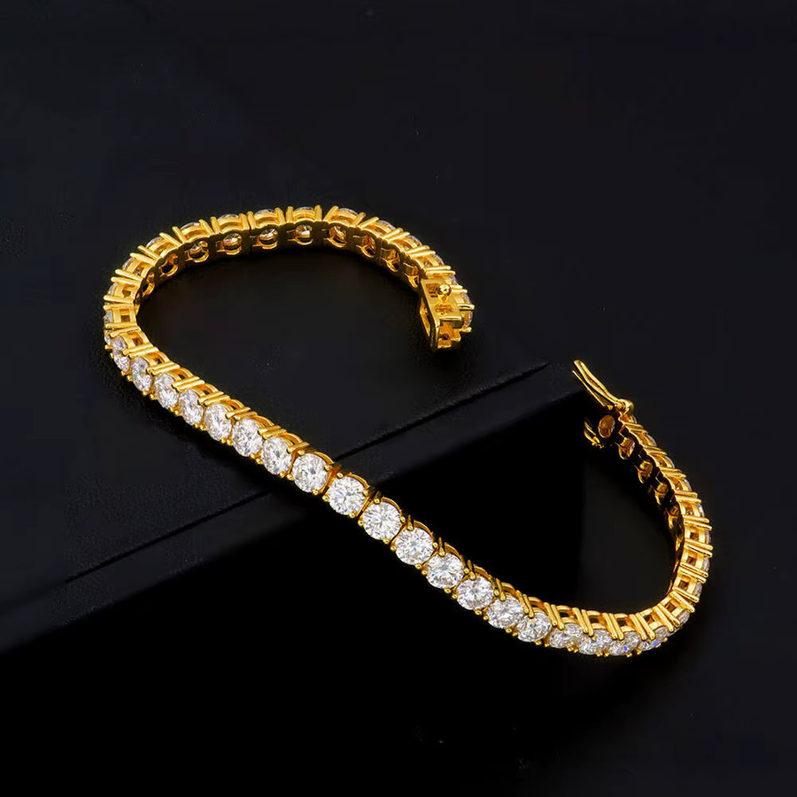 TY Tennis-Armband, 18 Karat vergoldet, 925 Silber, Moissanit, Damen - Bild 2