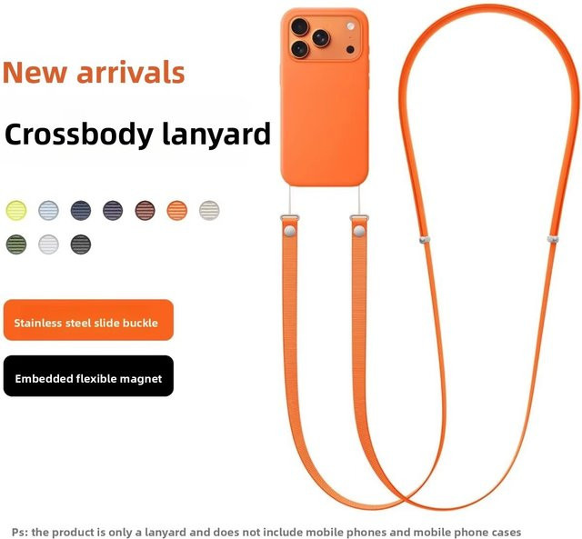 Magnetische Umhängegurte Handyhülle Lanyard für iPhone 17 Pro Max in Orange, verstellbares Umhängeband - Bild 1