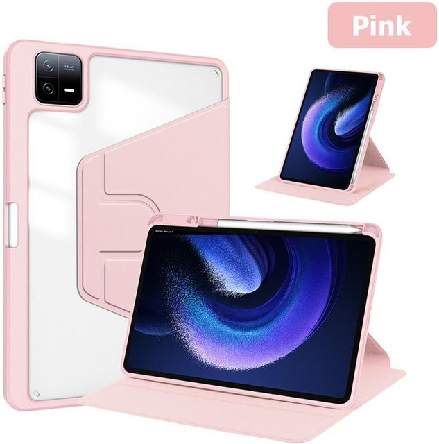 Xiaomi Smart-Hülle für Redmi Pad SE und Xiaomi Pad Serie, 360 Grad drehbar, Acryl und PU-Leder, Farbe: Rosa - Bild 1