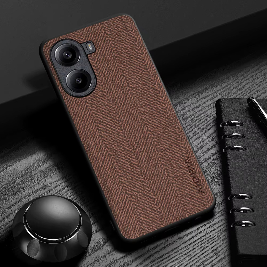 Lederhülle mit Holzmaserung für Poco X7 Pro in Grün und Braun - Bild 1