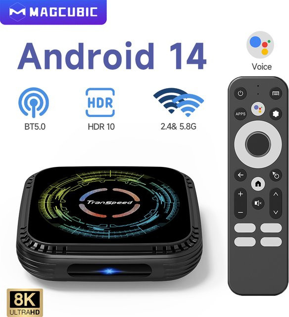 Transpeed Android 14 TV Box mit Allwinner H728 Octa-Core, 8K HDR10+, Dual WiFi6 und Bluetooth 5.0, Schwarz - Bild 1
