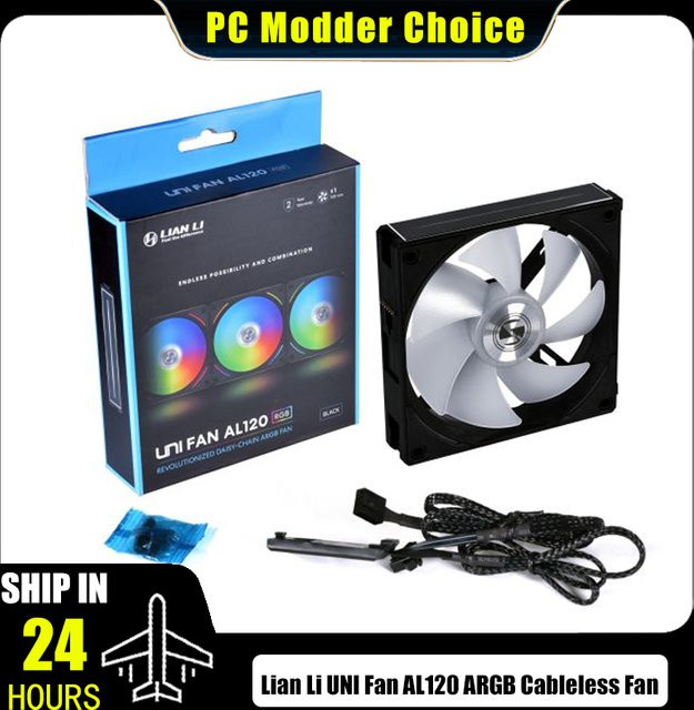 Lian Li UNI Fan AL120 V1 ARGB Kabelloser Lüfter in Weiß mit L-Connect PWM und MB SYNC-Steuerung - Bild 1