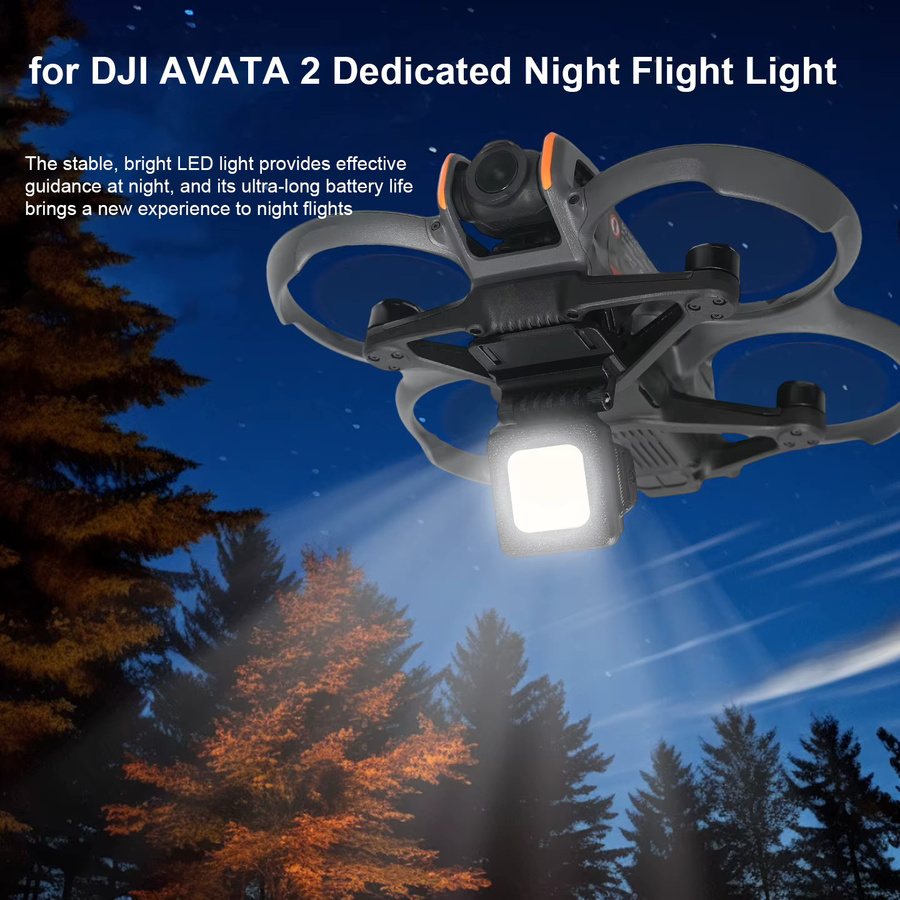 DJI AVATA 2 Nachtnavigationslicht mit 3-Modus-LED, 180 Grad einstellbar und integriertem Akku, Schwarz - Bild 2