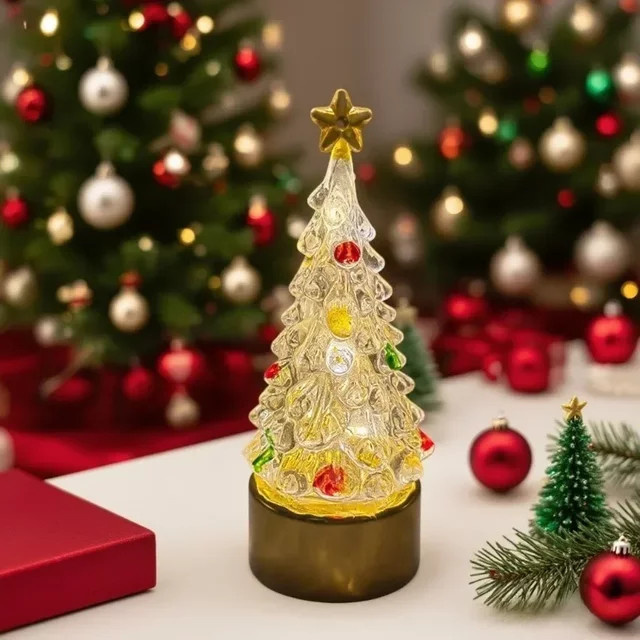 Feimefeiyou LED Mini Weihnachtsbaum Nachtlampe als leuchtende Weihnachtsdekoration für den Schreibtisch und das Nachttischregal, batteriebetrieben - Bild 1