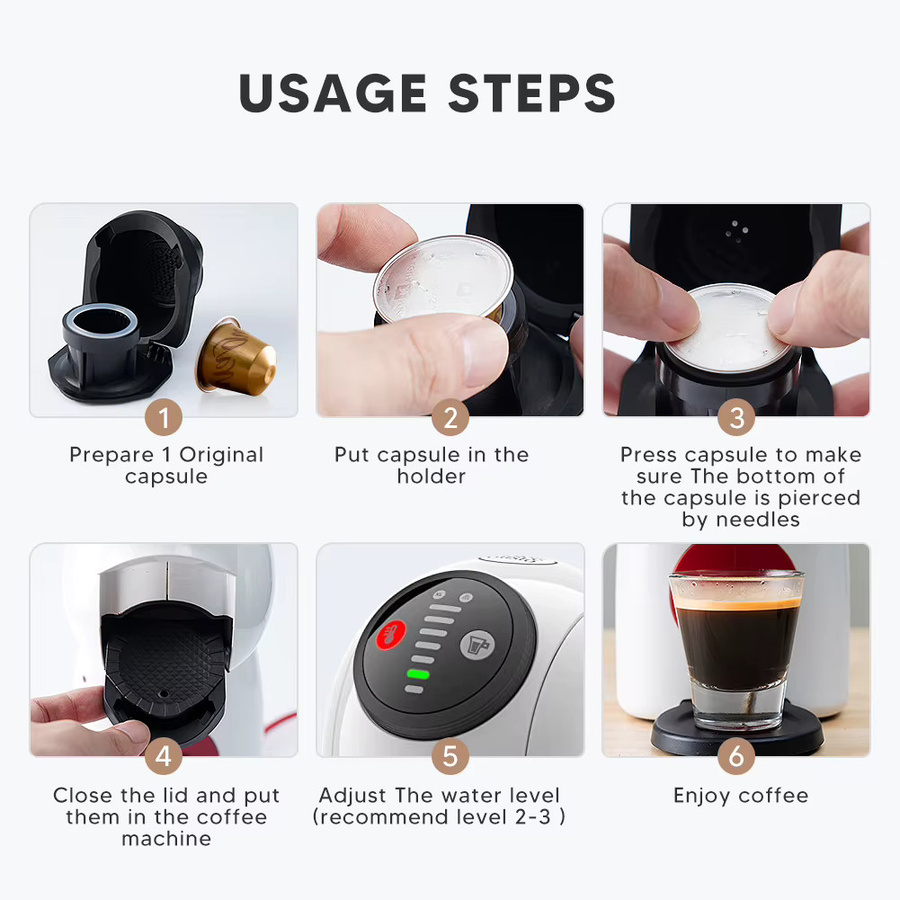 i Cafilas Kaffee Kapseladapter für Dolce Gusto Mini und Genio Piccolo XS in Schwarz, wiederverwendbarer Konverter für Kaffeepads und Nespresso kompatibel - Bild 4