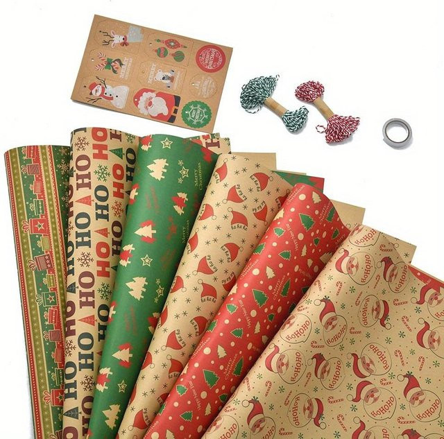 SZ-Damai Vintage Kraftpapier Set in Bunt für Weihnachtsgeschenke - Bild 1
