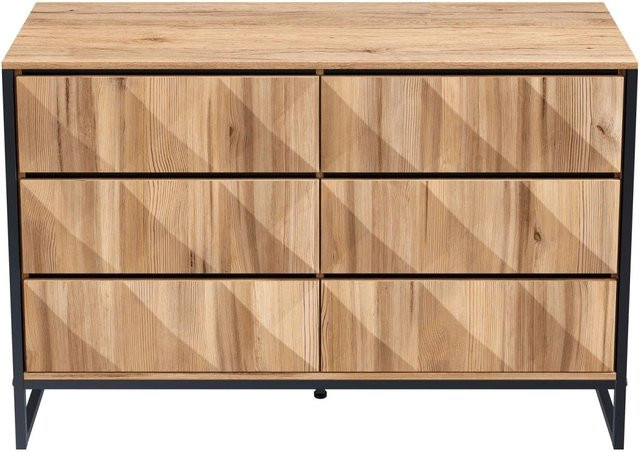 okwish Sideboard Modern mit Metallbeinen für dein Wohnzimmer, Schwarz und Natur, B/T/H: 120 x 40 x 80 cm - Bild 1
