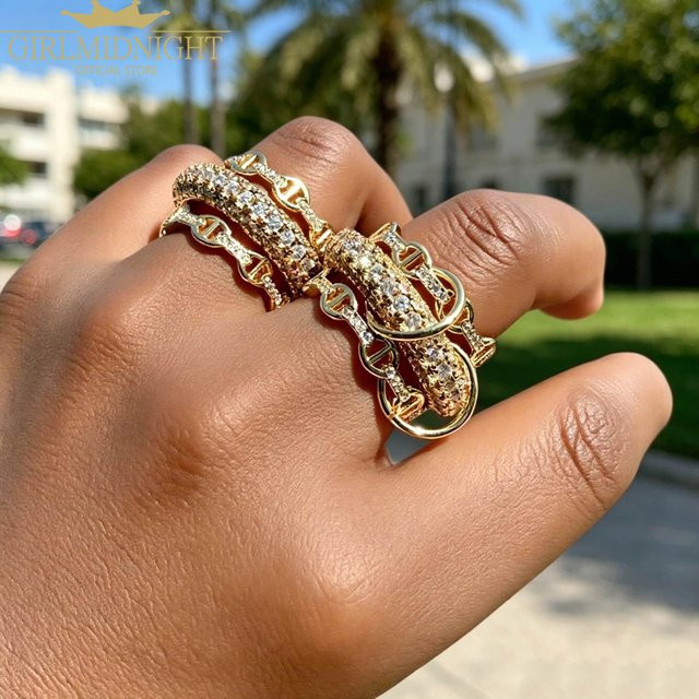 GIRLMIDNIGHT Ringe, 3-teilig, Kupfer, Gold, Zirkonia, Damen - Bild 1