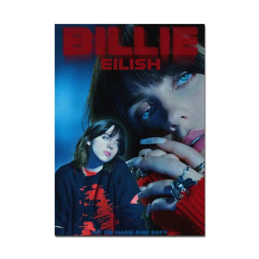 Retro Filmplakat Aufkleber Billie Eilish Kraftpapier Wanddekoration Braun Multicolour 10 x 15 cm - Bild 3