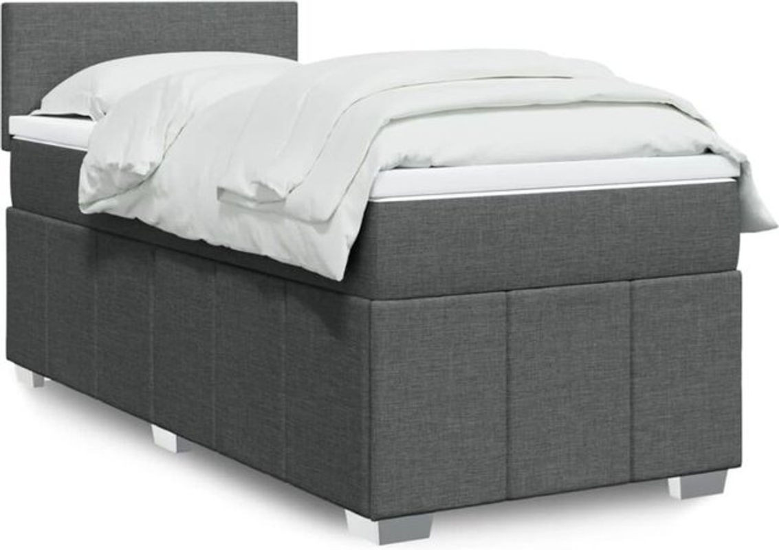 vidaxl Boxspringbett mit Matratze aus Stoff in Grau B/T/H: 100 x 200 x 100,5 cm - Bild 1