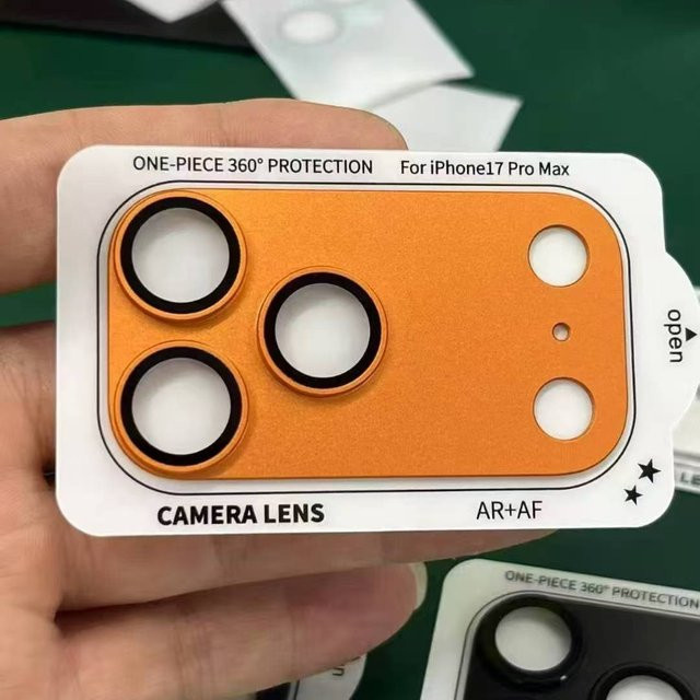 Metall Rüstung Kamera Objektiv Schutz Glas für Apple iPhone 17 Pro Max, 17 Air und 17 Plus in Orange - Bild 1