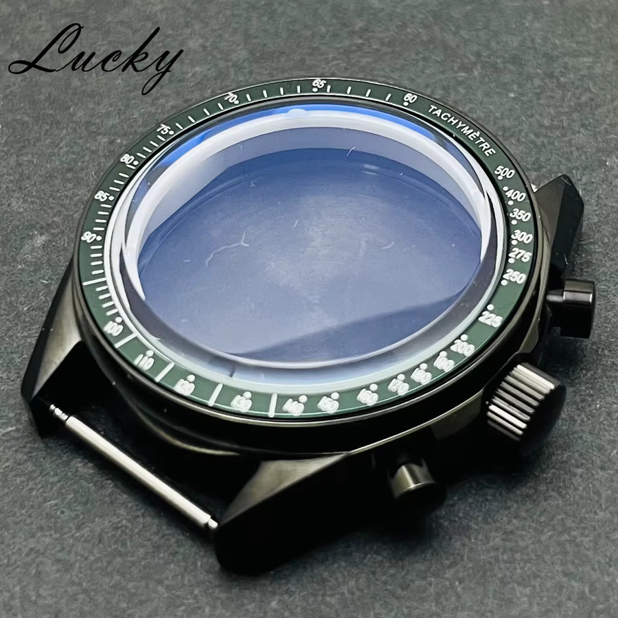 MUZHI Uhrenarmband, grüne Lünette, 39,7 mm Speedmaster-Gehäuse, Herren, Schwarz - Bild 2
