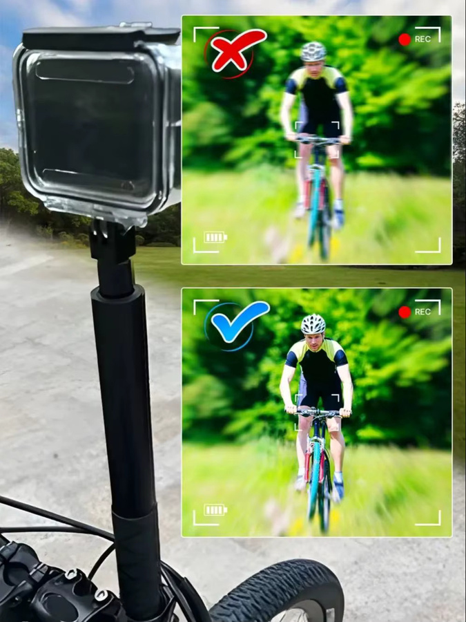 HONGDAK Selfie Stick Einbeinstativ für Motorrad und Fahrrad, kompatibel mit GoPro Hero 13 12 11 10, DJI und Insta360 Action Kameras, Schwarz - Bild 6