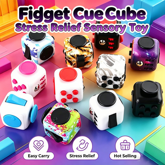Hairun Fidget Cube Multifunktions-Stressabbau-Würfel als Sensorikspielzeug für Erwachsene und Kinder in Schwarz, Rot oder Multicolour - Bild 1
