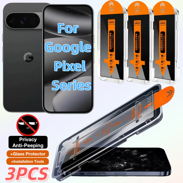 3er-Set Sichtschutz-Hartglasfolie für Google Pixel Serie 6, 6A, 7, 7A, 8, 8A, 8 Pro, 9, 10 in Transparent - Bild 1