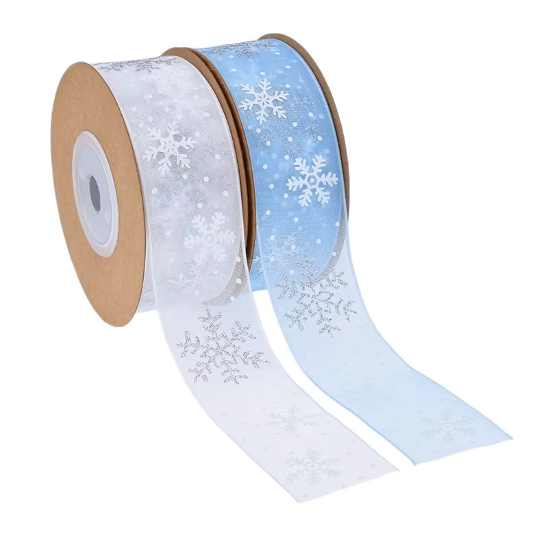 Bview art Chiffon-Haarband mit silbernem Schneeflocken-Glitzer in Blau - Bild 2
