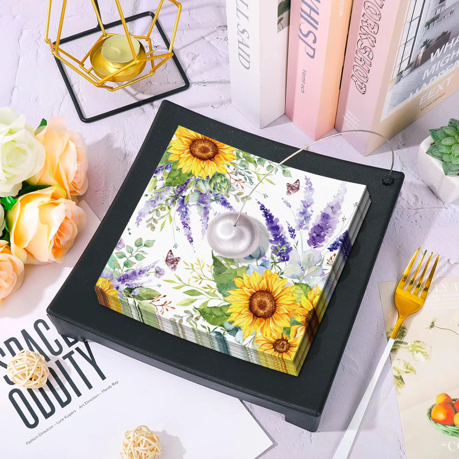 Sonnenblumen Servietten aus Papier für Geburtstag und Hochzeit als Partydekoration - Bild 2