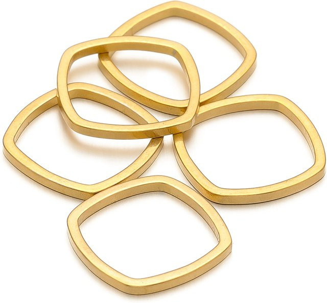 Yovtor Anhänger Charms, Edelstahl, Vergoldet, Quadratisch, Unisex - Bild 1