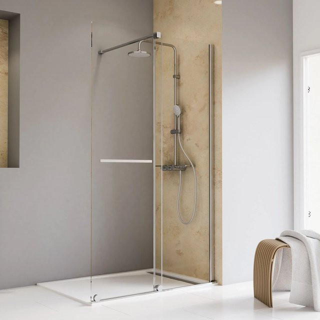 Schulte Duschkabine Walk In Toura mit Schiebetür und unteren Rollen, transparent, B: 120 cm, H: 200 cm, Ausführung rechts - Bild 1