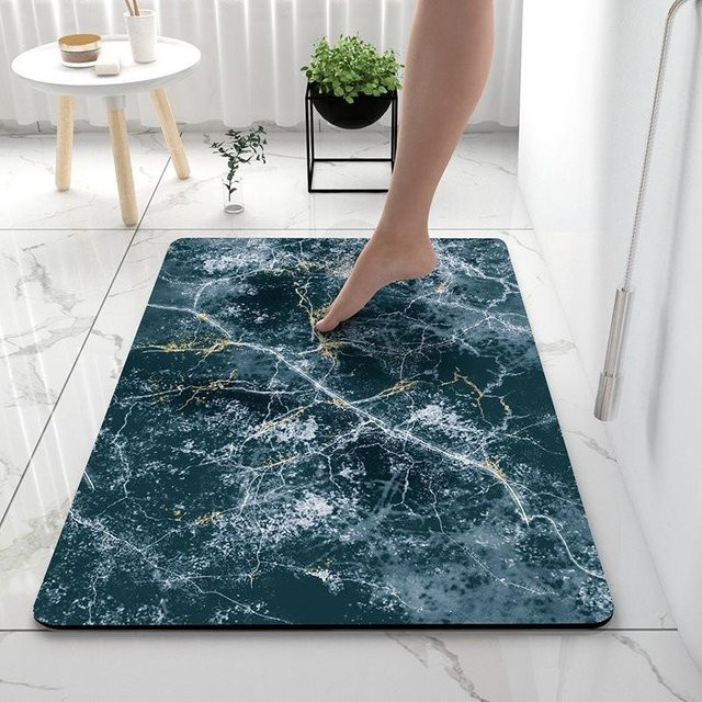 Saugfähige Badezimmermatte von Yiran Furniture in Petrol, rutschfest und schnelltrocknend, B/T: 60 x 40 cm - Bild 1