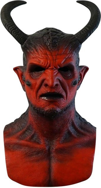 Ikari Teufel Latexmaske, Schwarz, Rot, Fantasy - Bild 1