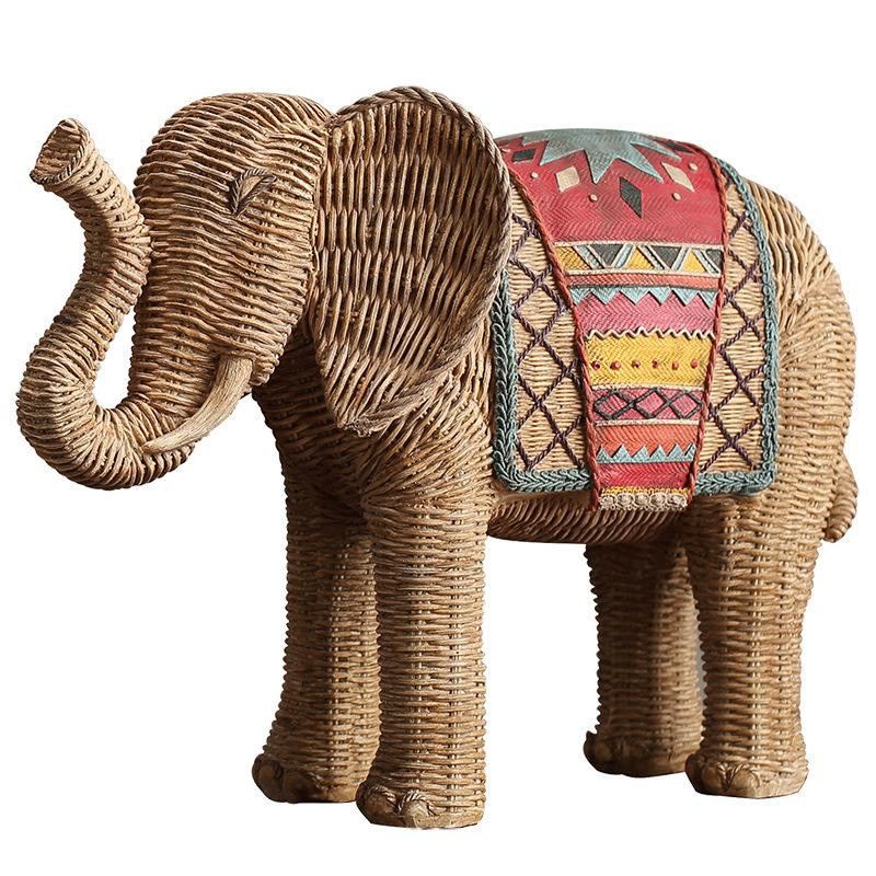 Yiran Furniture Elefant Dekoration mit Rattanmuster aus Harz - Bild 2