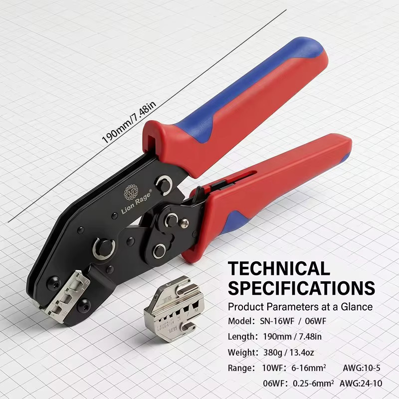 SN-16WF Ferrule-Crimpzange für Kabelendhülsen 6-16mm² AWG10-5 mit Selbsteinstellung und Ratsche - Bild 6