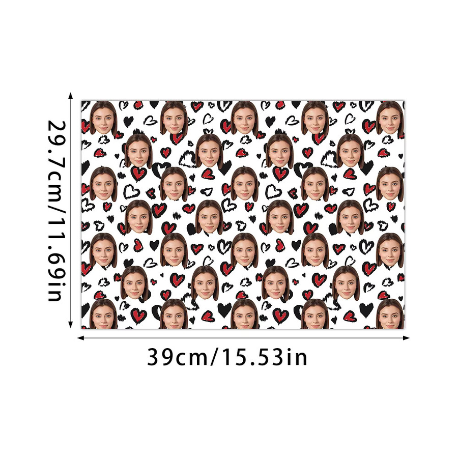 Joy-enlife Personalisiertes Geschenkpapier mit Foto und buntem Herzmuster für Valentinstag, Hochzeit oder Partys, Mehrfarbig - Bild 6