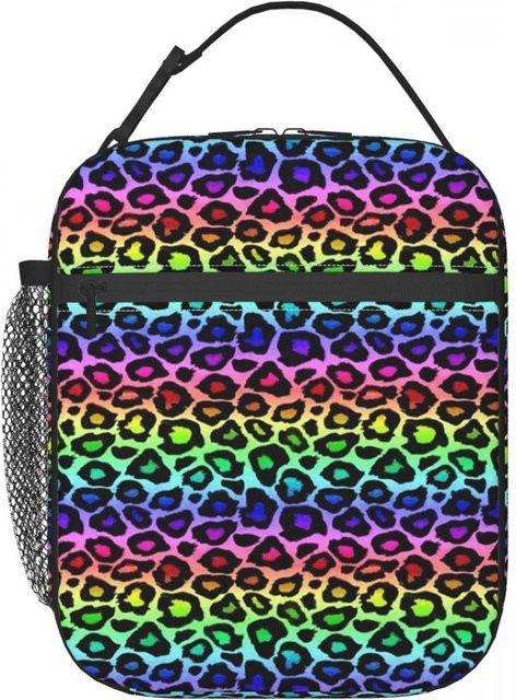 Thermische Lunchtasche mit Regenbogen-Leopardenmuster von Fancy Style Studio in Schwarz und Multicolour - Bild 1