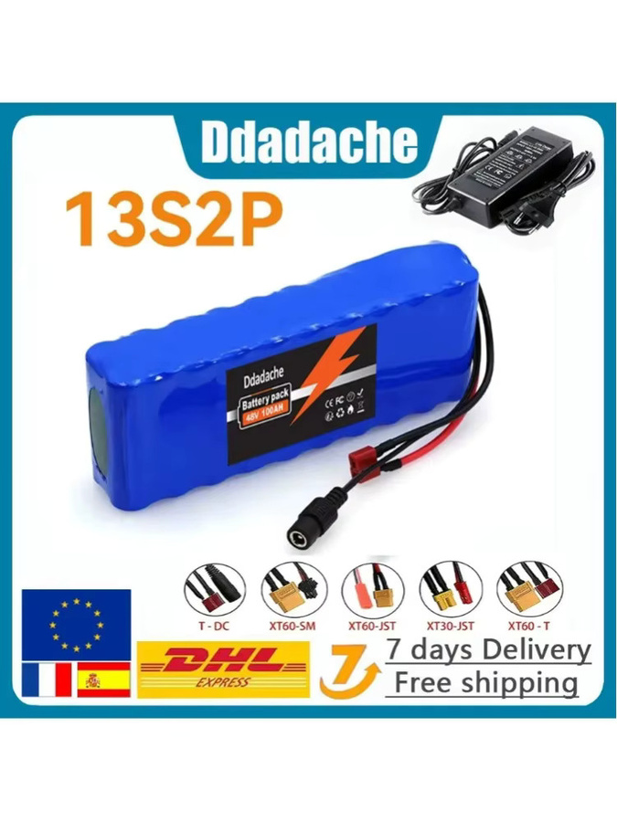13S2P 48V 30Ah Hochleistungs-18650-Batterie für Elektrofahrzeuge und Elektromotoren inklusive BMS und 48V/54,6V 2A Ladegerät in Blau - Bild 4