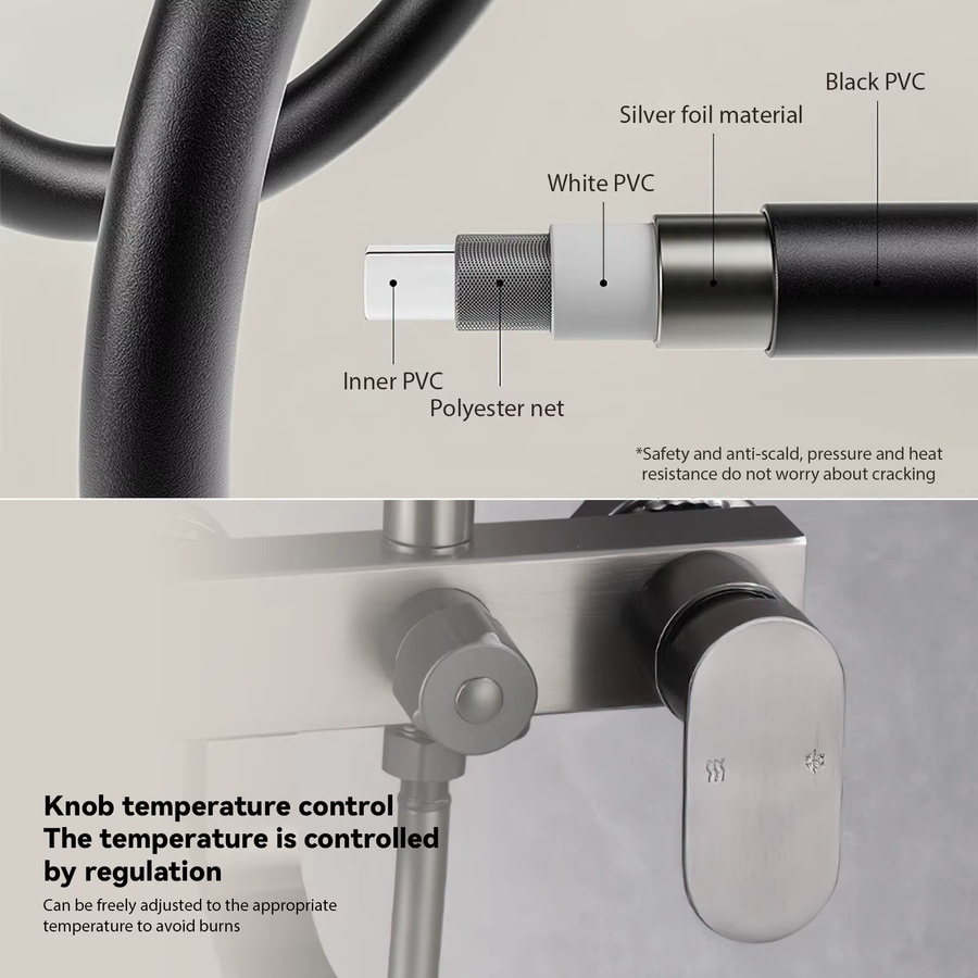Vremota Thermostatische Duscharmatur aus Edelstahl mit Regendusche und Handbrause in Silber gebürstet - Bild 3