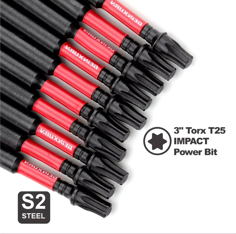Geinxurn Torx-Schraubendreher-Bit-Set aus S2-Stahl mit Magnetfunktion, T20 und T25, Schwarz, Länge: 7,6 cm - Bild 4