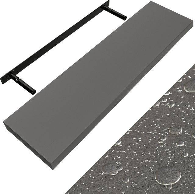 CASARIA Wandregal Schweberegal Grau aus MDF mit Halterung, Breite: 90 cm, Tiefe: 23 cm, Höhe: 3,8 cm - Bild 1