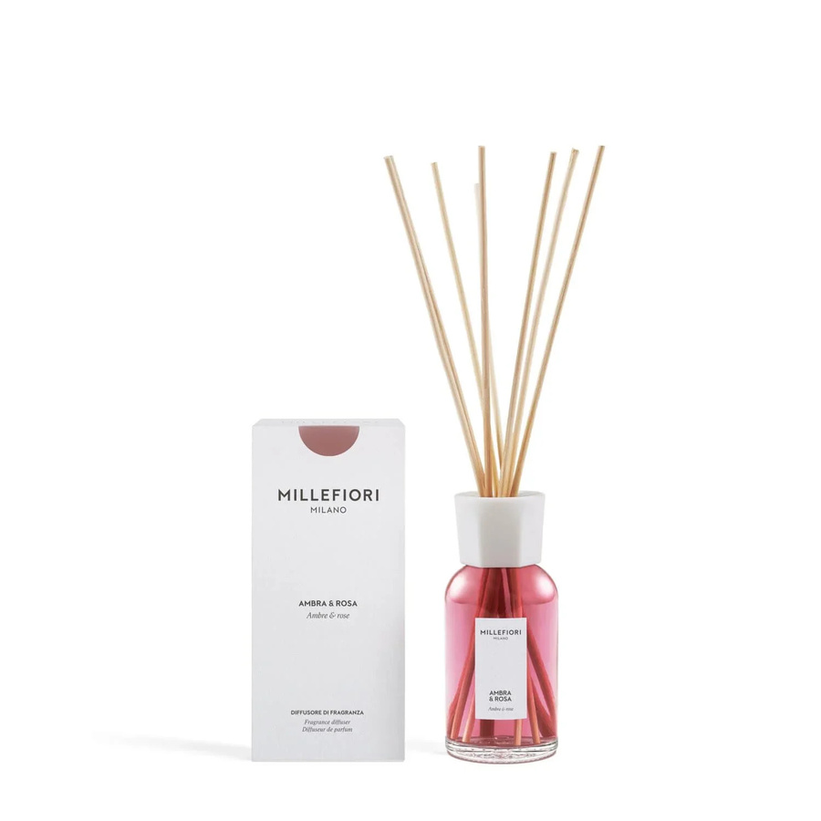 Millefiori Milano Duftdiffusor mit Stäbchen Ambra & Rosa 250 ml - Bild 1