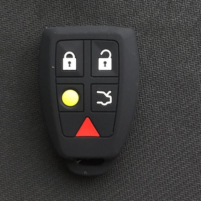 Silikon-Autoschlüsselhülle für Volvo S40 Fernbedienung 5-Tasten-Schlüssel in Schwarz - Bild 1