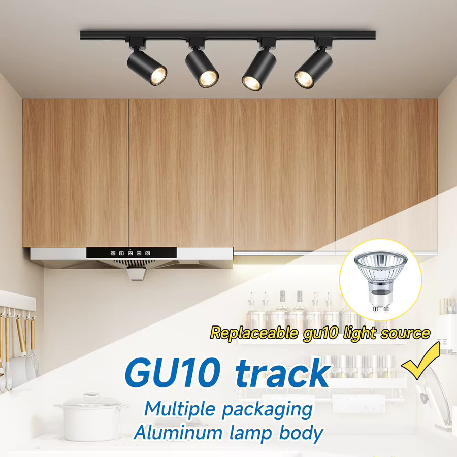 DIBILUN LED Schienenbeleuchtung Set in Schwarz mit austauschbaren GU10 Strahler für Wohnzimmer und Bekleidungsgeschäfte - Bild 3