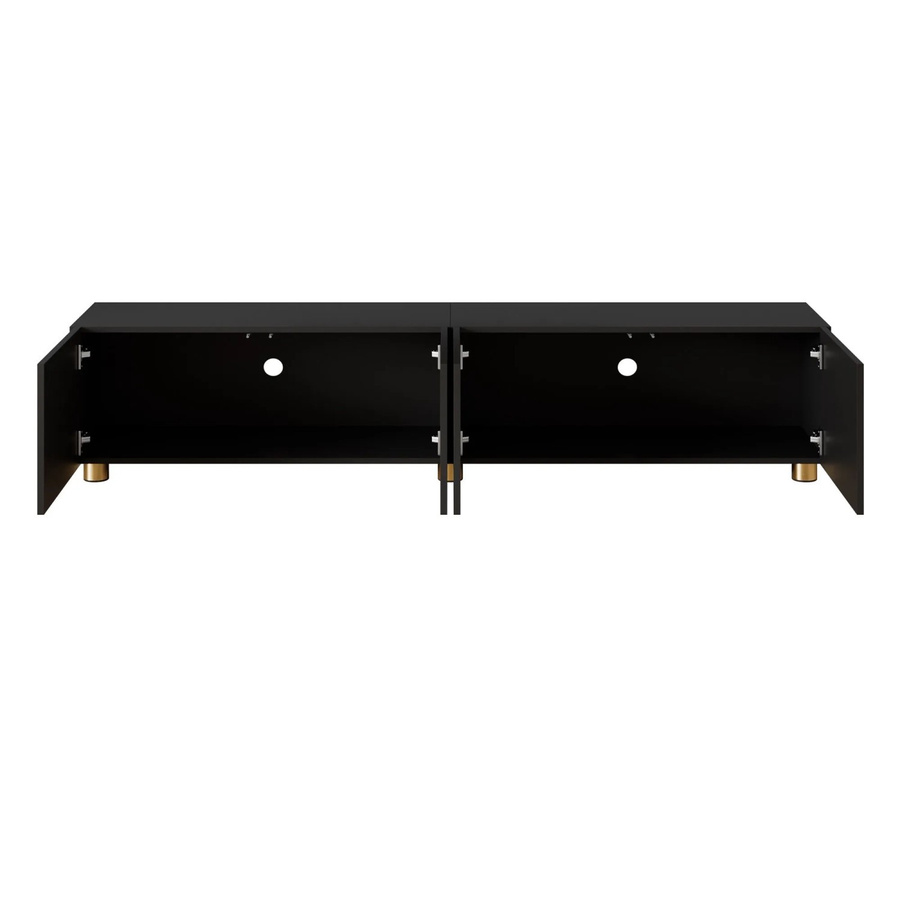 okwish TV-Schrank Lowboard mit Bogenrelief und 4 Türen in Schwarz, B/T/H: 180 x 40 x 40 cm - Bild 2