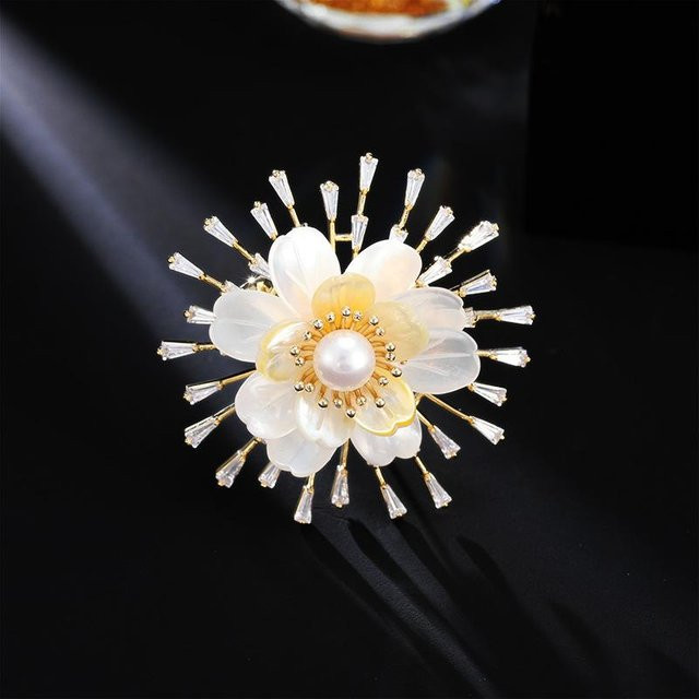 YIRAN Brosche, Sonnenblumen, Imitationsperle, Damen, weiß - Bild 1