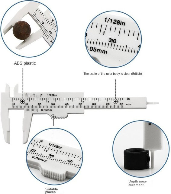 Tragbarer Mini-Messschieber aus Kunststoff für die Schmuckherstellung und DIY-Handwerk, Messbereich 0–80 mm - Bild 1