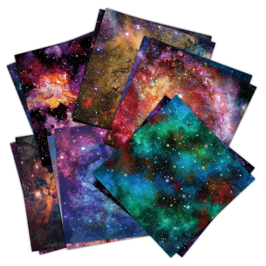 24 Stück Scrapbook-Papier mit Weltraum-Galaxie-Motiv in Multicolor für Bastelarbeiten und Dekoration - Bild 5