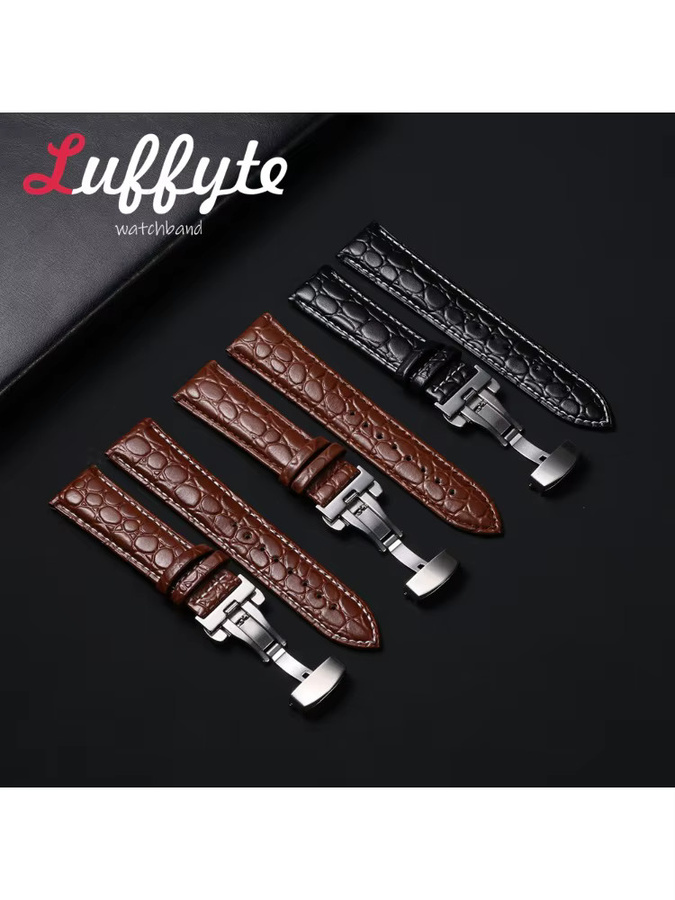 luffyte Uhrenarmband Krokodilmuster PU-Leder, Herren, Silber - Bild 3