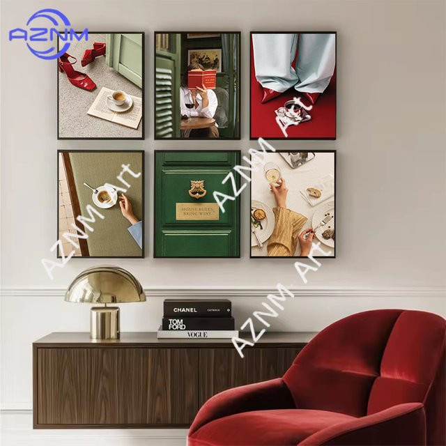 KAYOU Leinwandgemälde Mode Frauen Nachmittagstee Kaffee Poster als moderne Wandkunst für dein Wohnzimmer, Mehrfarbig - Bild 1