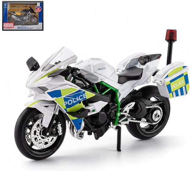 Linyi toy car H2 H2R Sport Polizei Motorrad Modell, 1:12, Metall, mit Licht und Sound, ab 14 Jahren - Bild 1