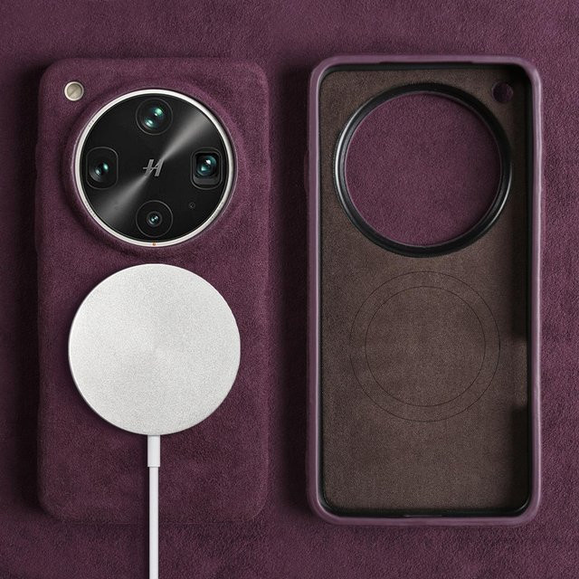 Magnetische Alcantara Kunstleder Handyhülle für OPPO Find X6 Pro, X7, X8 Pro und X9 Ultra in Purple - Bild 1
